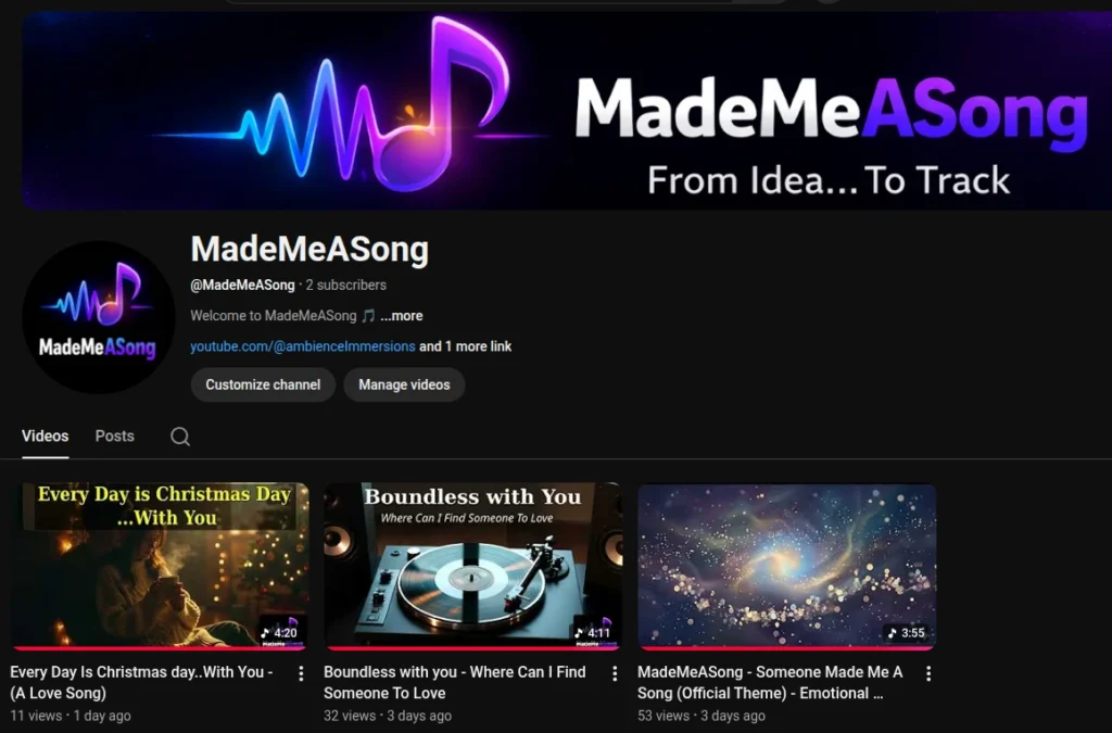 Youtube Channel - MadeMeASong